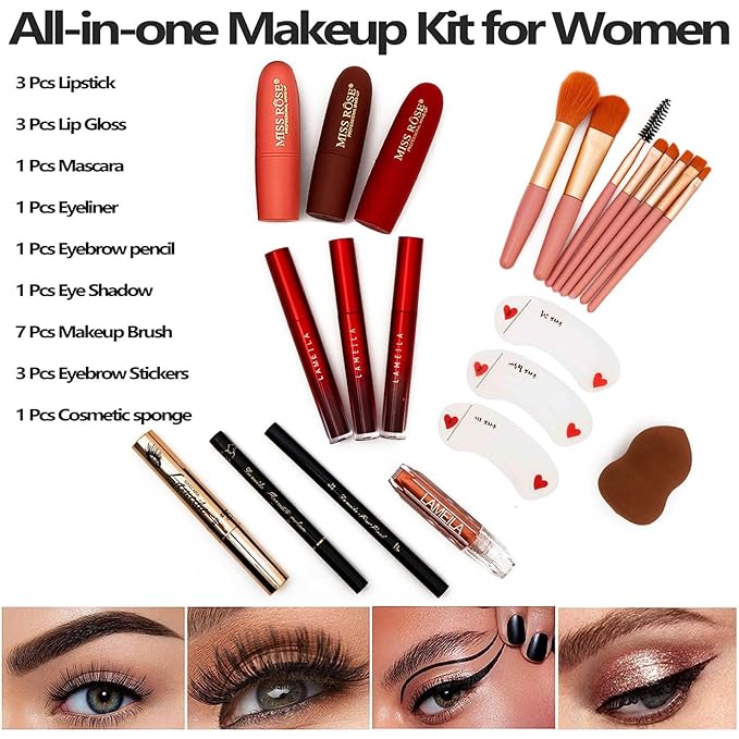 132 Color All- In- One Makeup For Women Full Kit,Professional Makeup Kit,Makeup Gift Set for Women &Girls,Include eyeshadow/lipstick/concealer/Lip Gloss/Eyeliner/Mascara/Makeup Brushes(Pink)-FemmiqueWomen