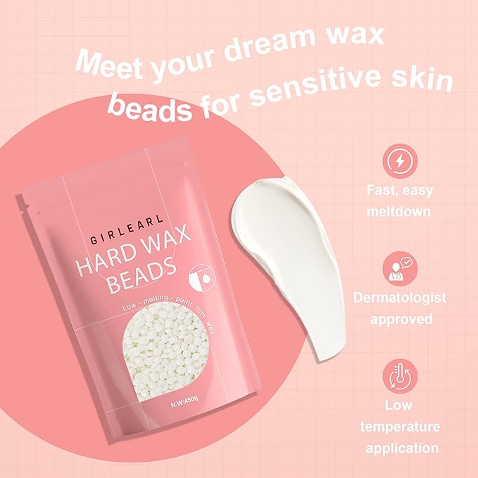 1lb Wax Beads for Hair Removal - Unscented Hard Wax Beads Refill for Professional Full Body Waxing - Ideal for Facial, Brazilian Bikini, Legs, and Underarms at Home for Women and Men (White)-FemmiqueWomen