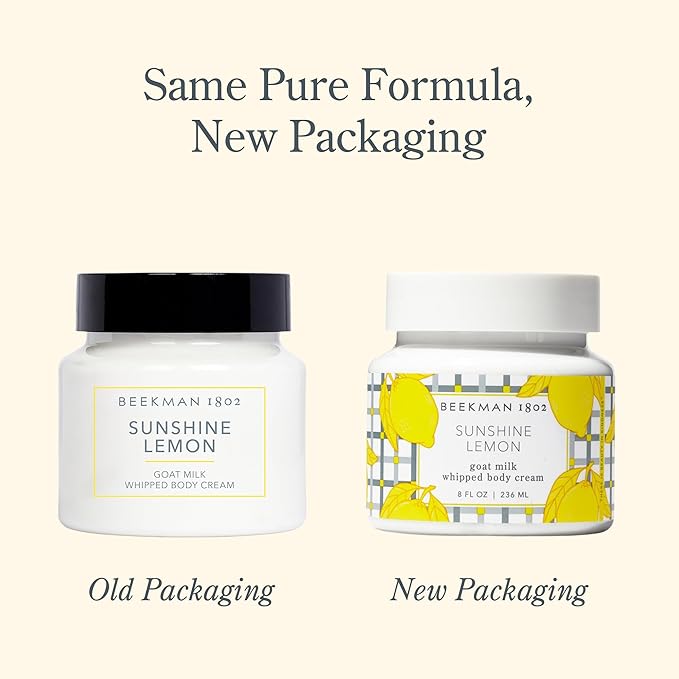 Beekman 1802 Sunshine Lemon Whipped Body Cream - Scented - 8 oz - Moisturizes, Soothes, & Softens - With Coconut Oil and Mango Seed Butter - No Irritation - Good for Sensitive Skin-FemmiqueWomen