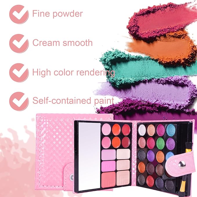 32 Colors Eyeshadow Palette Makeup Contouring Kit Combination with Lipgloss, Blusher and Concealer #2 - Perfect for Professional and Daily Use-FemmiqueWomen