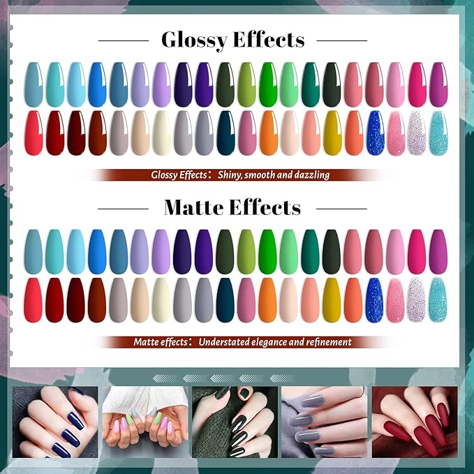 JEWHITENY 45 Pcs Gel Nail Polish Kit, Soak off Nail Lamp Gel Polish Starter Kit with 2pcs Glossy & Matte Top Coat and 2pcs Base Coat Gifts for Women-FemmiqueWomen