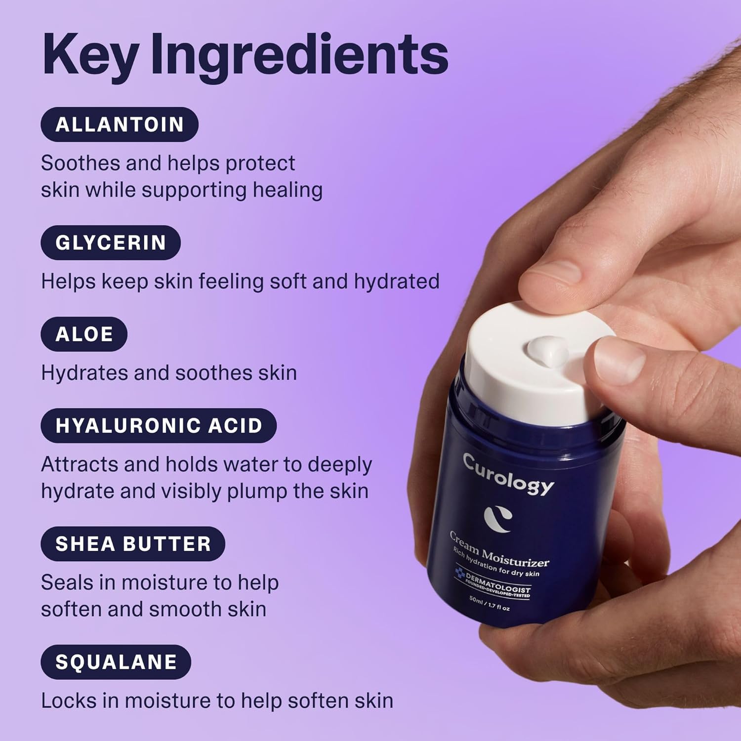 Curology Cream Moisturizer, Rich Hydrating Face Lotion for Dry Skin, with Shea Butter and Hyaluronic Acid, 1.7 fl oz-FemmiqueWomen