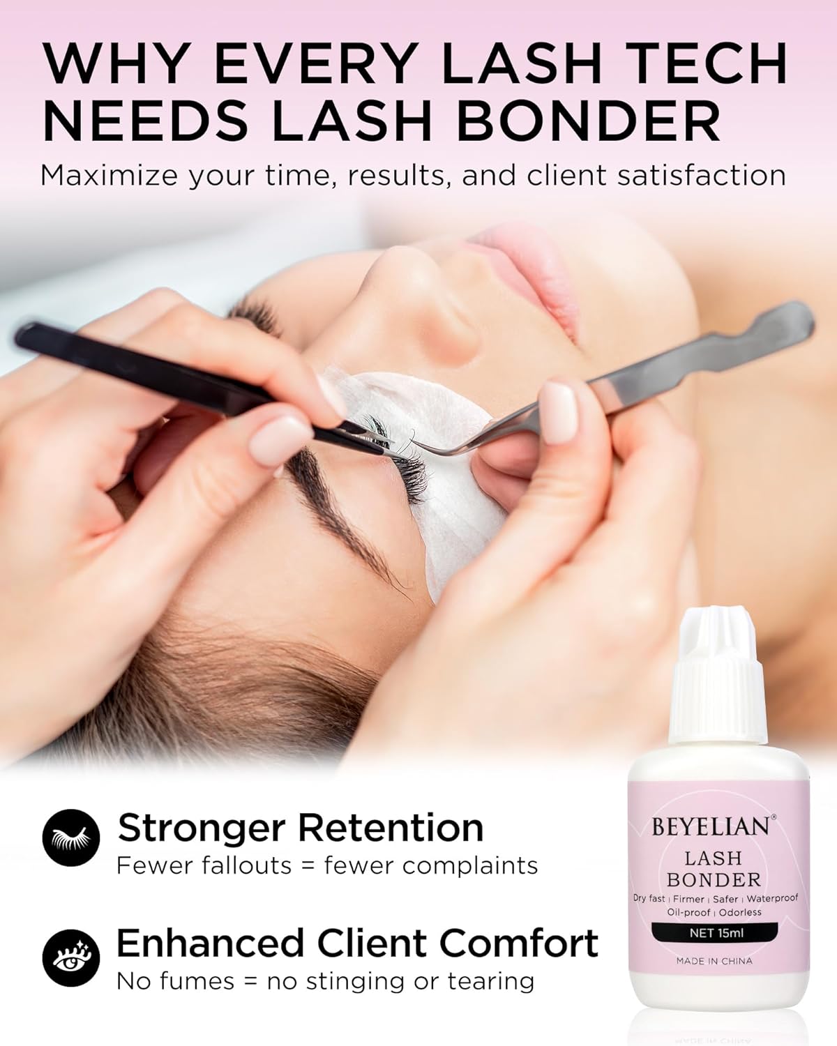 BEYELIAN Lash Bonder for Eyelash Extension, Lash Sealant, Super Bonder Longer Retention, Can Wash Face Free, Help Glue Bond Better, Glue Primer Accelerate Drying Time, Low Irritation, Water Oil Proof-FemmiqueWomen