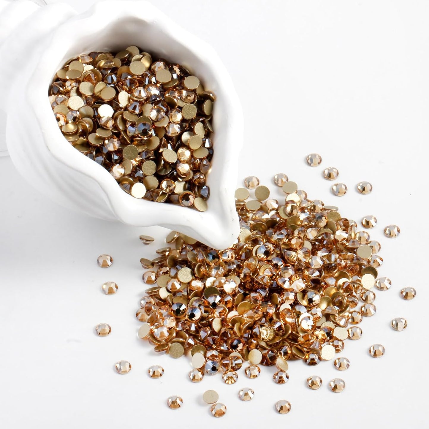 2000 PCS SS12 Flatback Rhinestones,12-Facet Diamond-Cut Glass Gems for Nail Art,Clothing,DIY Crafts,Glue-On Decoration Stones with Silver Backing,Golden Shadow-FemmiqueWomen