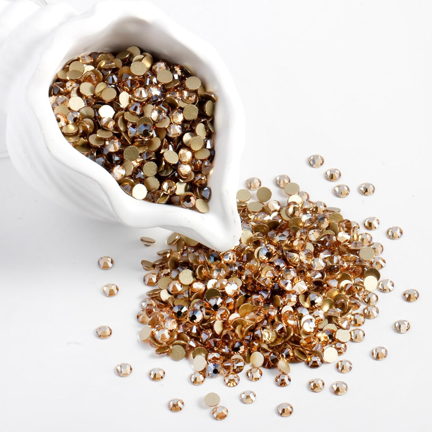 3000 PCS SS10 Flatback Rhinestones,12-Facet Diamond-Cut Glass Gems for Nail Art,Clothing,DIY Crafts,Glue-On Decoration Stones with Silver Backing,Golden Shadow-FemmiqueWomen