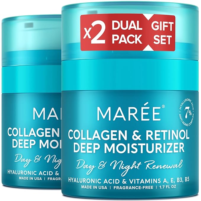 MAREE Face Moisturizer Collagen Cream for Face Gift Set 2 Pack - Hyaluronic Acid & Retinol - Anti-Aging Wrinkle Creams - Crema Para La Cara-FemmiqueWomen