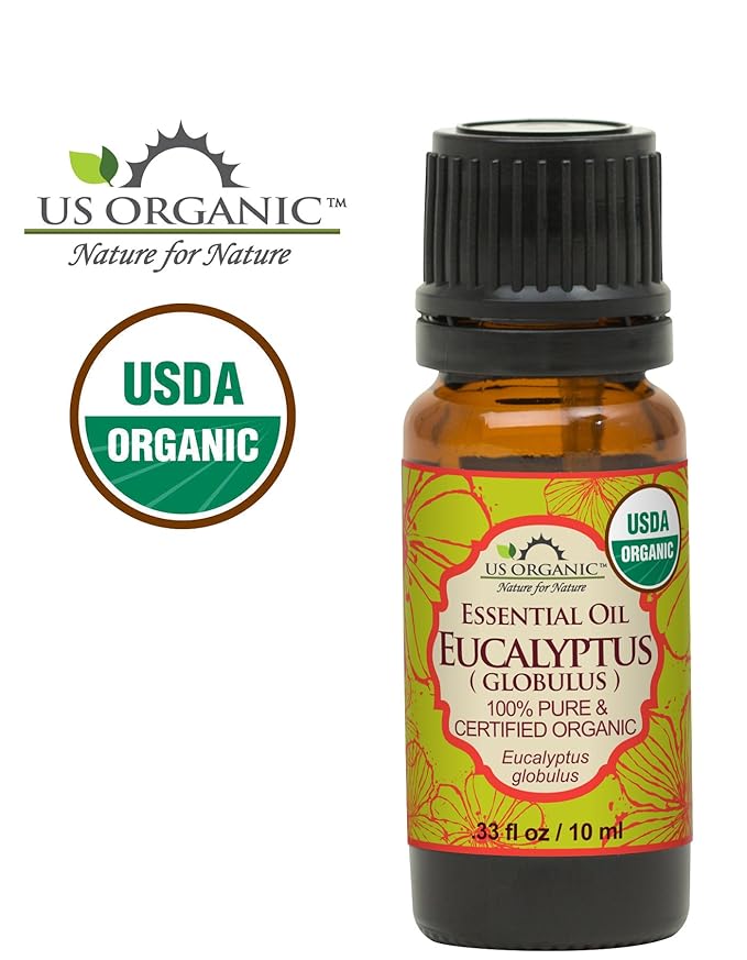 US Organic 100% Pure Eucalyptus Essential Oil (Globulus) - USDA Certified Organic, Steam Distilled - W/Euro droppers (More Size Variations Available) (10 ml / .33 fl oz)-FemmiqueWomen