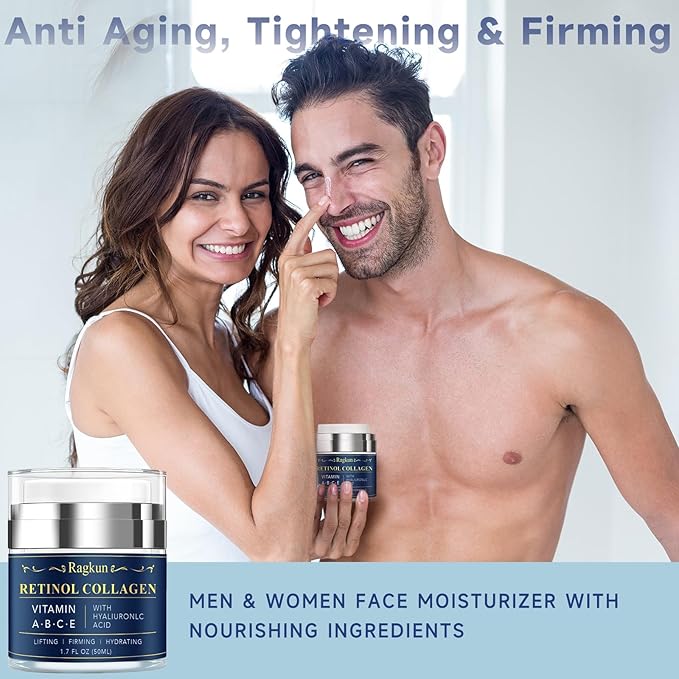 Retinol Cream for Face, Collagen Neck Creams for Tightening and Firming, Anti Aging Facial Moisturizer for Women & Men, Instant Face Lift Wrinkle Cream with Glycolic Acid Pads-FemmiqueWomen