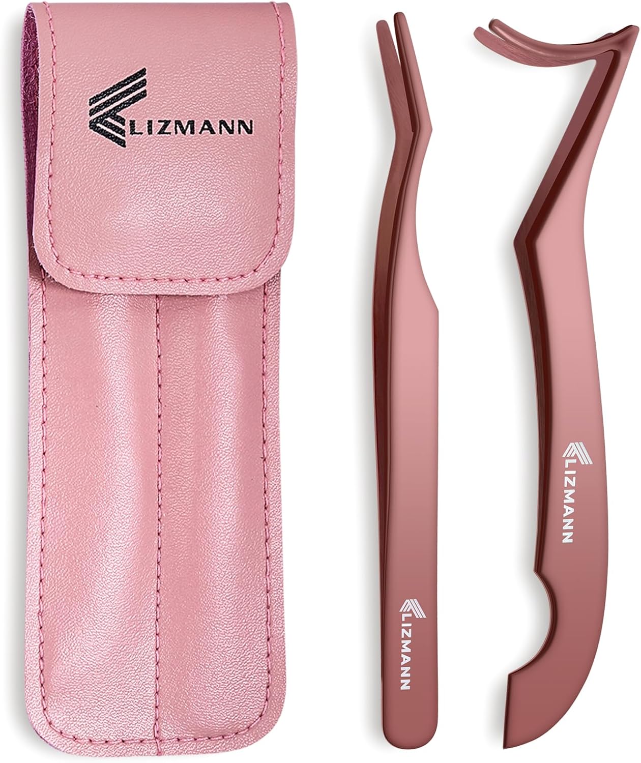 LIZMANN Eyelash Applicator Tweezers 2 PCS Tool for False Eyelash Application & Lash Extensions, Mistake-Proof Lash Placement Tweezers for Professional and DIY Use-FemmiqueWomen