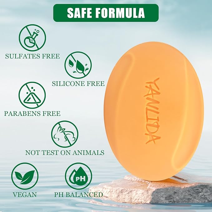 Solid Shampoo Conditioner Bar 2-In-1, Citrus Bar Shampoo for Dry, Itchy, and Oily Scalp, pH Balanced, Vegan Bars for Hair Strengthening Cleansing Moisturize, Cruelty-Free, 3 oz (Pack of 2)-FemmiqueWomen