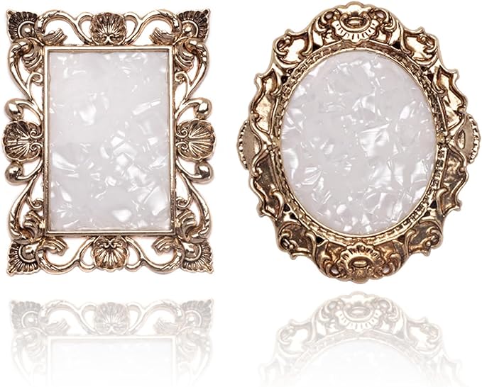 2 Pcs Nail Art Palette Nail Mixing Palette Polish Color Mixing Plate Golden Edge Nail Holder Display Board Heart Shape Cosmetic Mixing Tools (Gold)-FemmiqueWomen