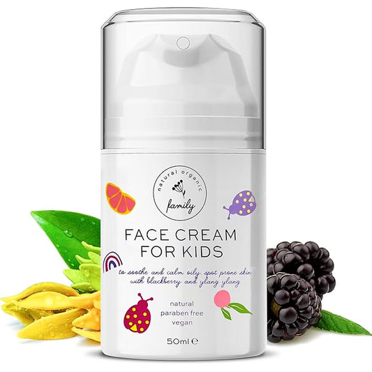 Gentle Face Cream Moisturizer for Kids and Preteens – Nourishing and Calming for All Skin Types – Natural Ingredients: Hyaluronic Acid and Vitamin E - Made in UK 50ml-FemmiqueWomen