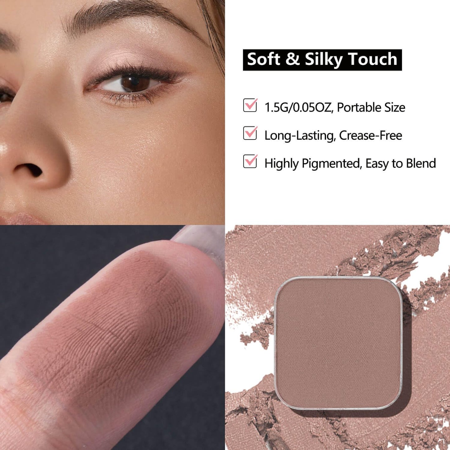 3-Color Eyeshadow Combo Pack – Matte & Shimmer Neutral Shades,Powder, Highly Pigmented, Long-Lasting, Refills Pans for Custom Magnetic Palette-FemmiqueWomen