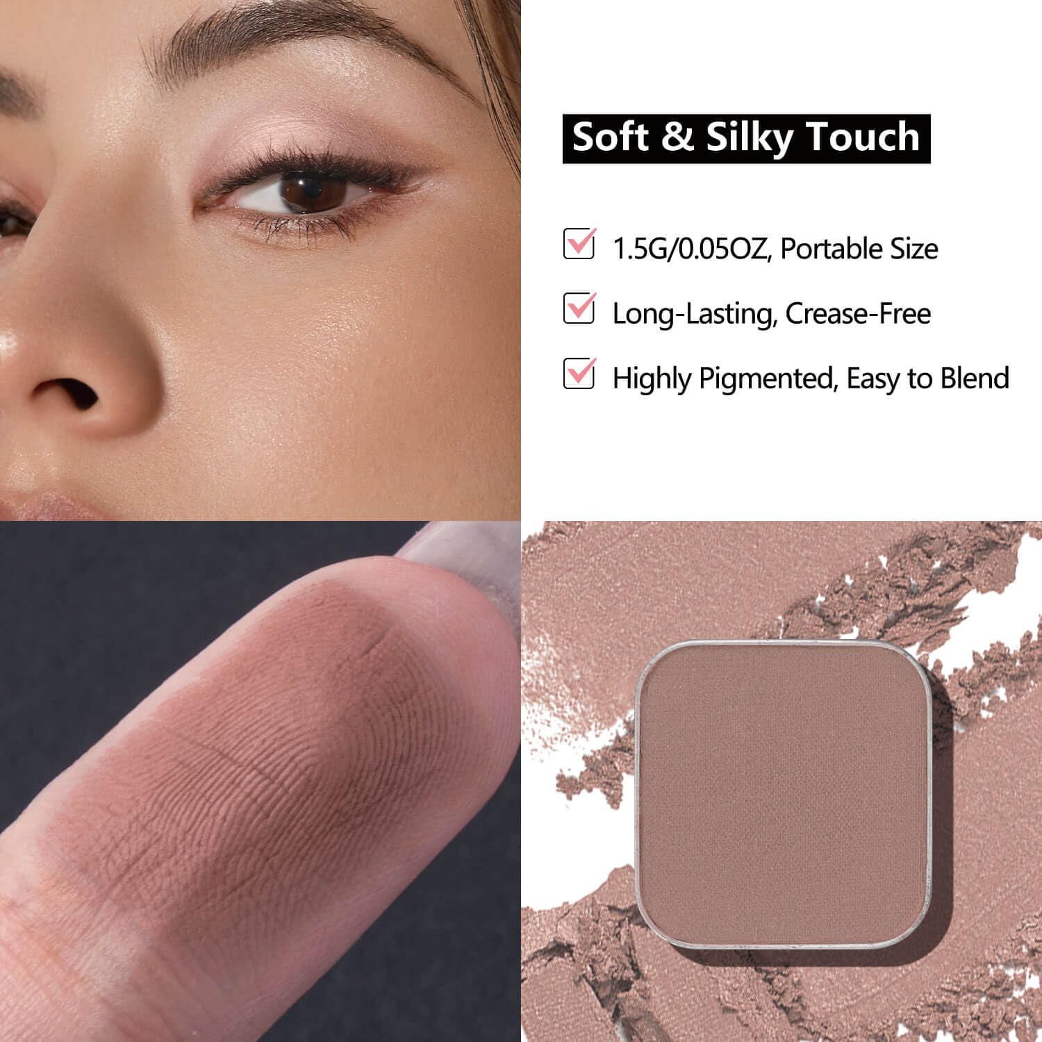 3-Color Eyeshadow Combo Pack – Matte & Shimmer Neutral Shades,Powder, Highly Pigmented, Long-Lasting, Refills Pans for Custom Magnetic Palette-FemmiqueWomen