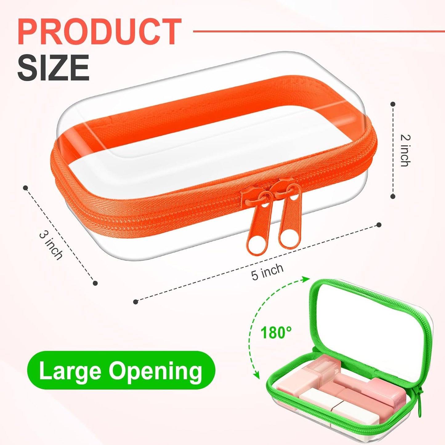 Hoolerry 4 Pcs Hard Clear Zipper Case Makeup Bags Plastic Pencil Pouch Transparent Storage Box Containers for Cosmetics, Snacks, Building Blocks, Puzzles(Fluorescent,5 x 3 x 2 in)-FemmiqueWomen