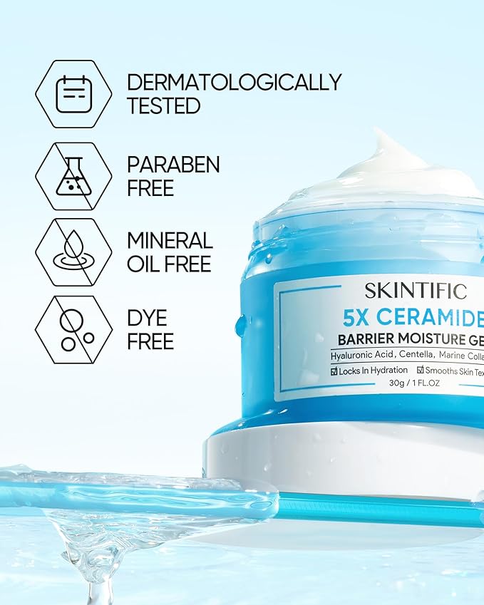 5X Ceramides Moisture Barrier Cream, Hydrating Skin Barrier Repair Face Moisturizer for All Skin Types with Hyaluronic Acid & Centella, Daily Moisturizer, Non-Comedogenic-FemmiqueWomen