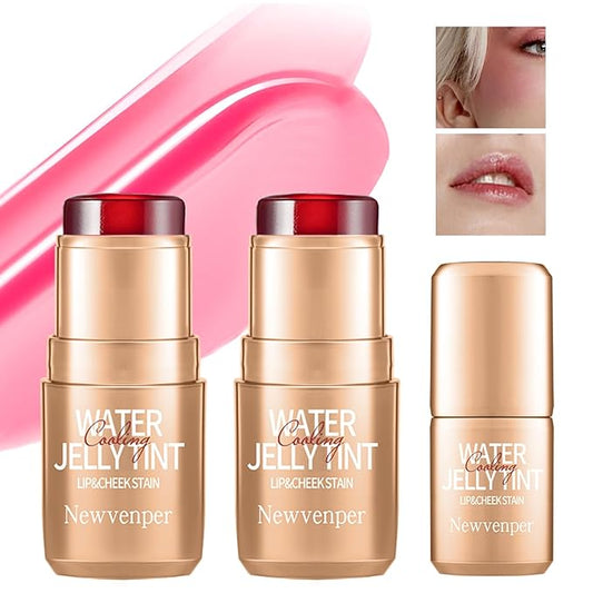 2PCS Jelly Blush Stick, Multi-Purpose Lip & Cheek Stick, Waterproof jelly tint, Moisturizing Cooling Water Jelly Tint Long Lasting cheek stain & lip tint for Women and Girls 01#-FemmiqueWomen