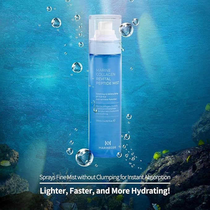 Marine Collagen Revital Peptide Mist 120ml ㅣ Fine Facial Spray for Hydration Soothing Glow ㅣ Daily Moisture Mist with Centella and Peptides-FemmiqueWomen