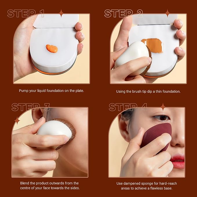 Jessup Makeup Brush Foundation Brush with Makeup Sponge 1pc Kabuki Brush for Liquid, Cream or Flawless Powder Cosmetic Face Boby Brush, T882-FemmiqueWomen