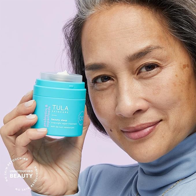 TULA Skin Care Beauty Sleep Overnight Repair Treatment - Anti-Aging, Night Cream, Contains Natural Peptides, AHAs, Retinol, Vitamin C to Reduce the Appearance of Lines and Dull Tone, 1.7 oz.-FemmiqueWomen