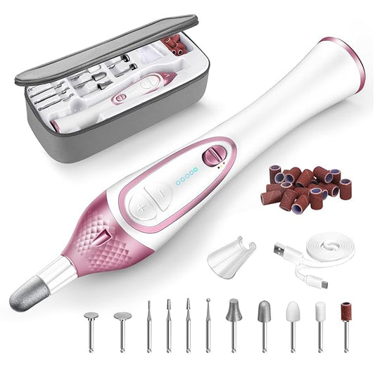 36-Piece Professional Manicure Pedicure Kit-Cordless Electric Nail File Kit,20000RPM, 11Pcs Bits,4 Speed,Rechargeable Pedicure Tool for Feet,Hand Foot Care Nail Drill Tool for Nail Grind Trim Polish-FemmiqueWomen