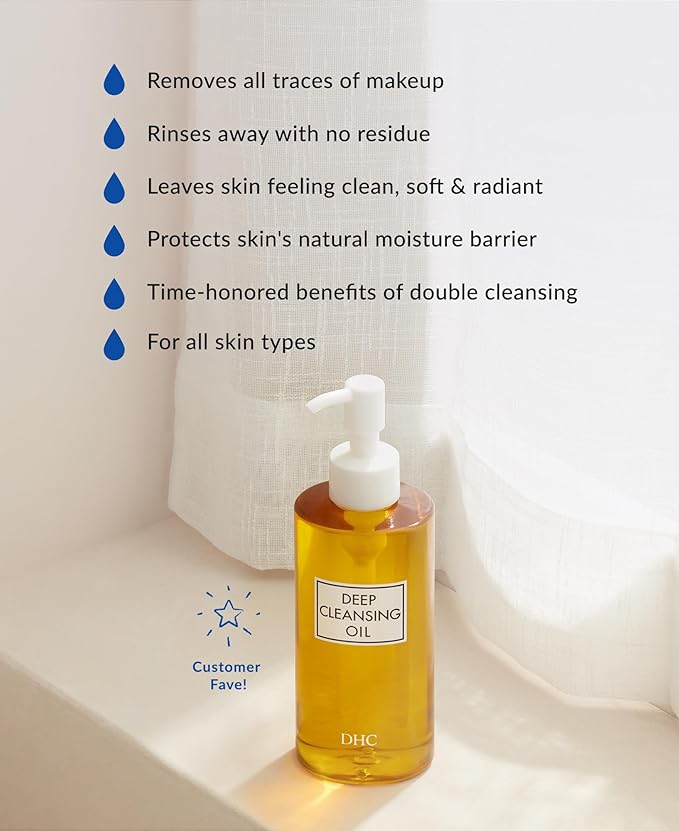 DHC Deep Cleansing Oil, Facial Cleansing Oil, Makeup Remover, Cleanses without Clogging Pores, Residue-Free, Fragrance and Colorant Free, All Skin Types, 6.7 fl. oz.-FemmiqueWomen