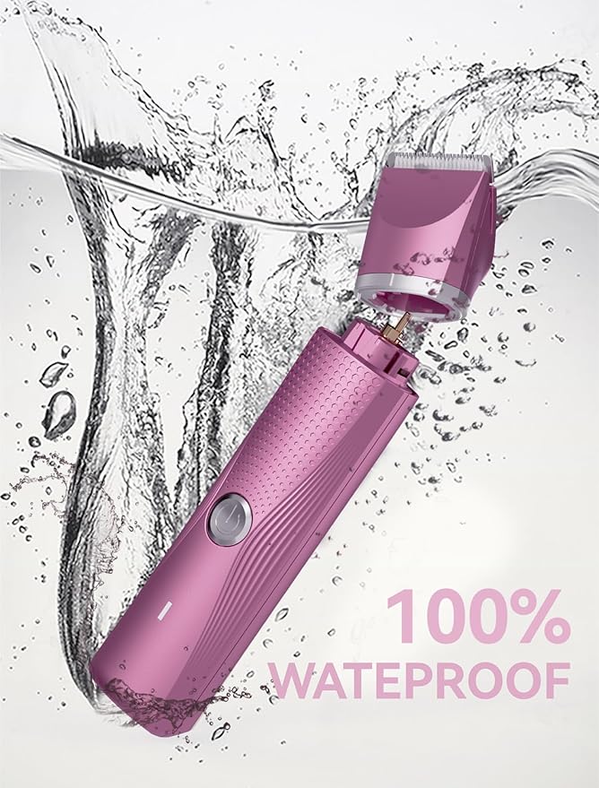 3-in-1 Electric Razor for Women - Waterproof Bikini Trimmer,Rechargeable Electric Shaver for Lady,Pubic Hair Trimmer Women,Personal Trimmer Groomer for Body Hair (Rose Red, RR-1)-FemmiqueWomen