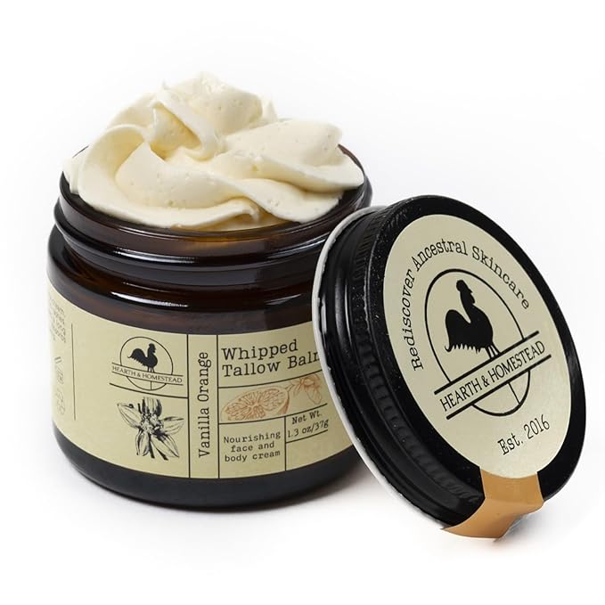 Handmade Whipped Tallow Balm (Vanilla Orange) - Organic Body Butter with Infused Olive Oil, for Eczema, Rosacea, Baby - 1.3 oz-FemmiqueWomen