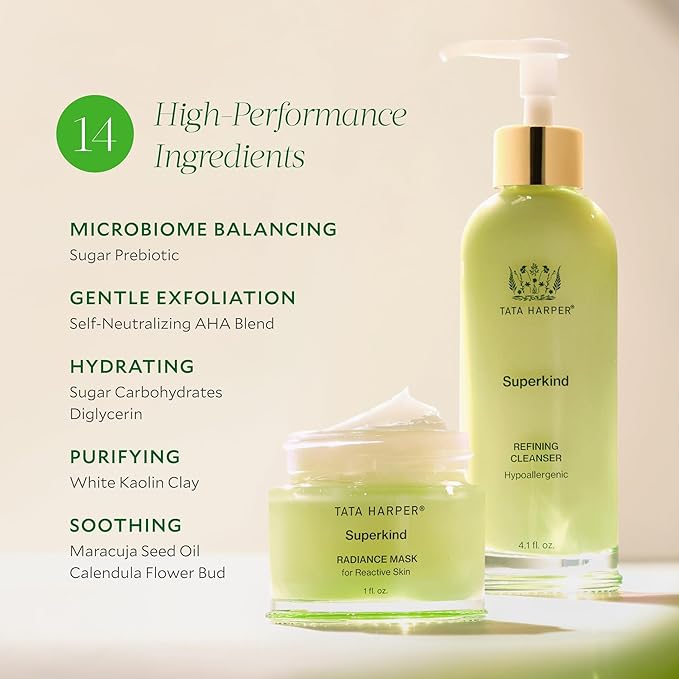 Tata Harper Superkind Radiance Mask, Gentle Glow Mask for Sensitive Skin, Skin Barrier Support, Hypoallergenic Skincare, Fragrance Free, Natural Skincare, Dermatologist Tested, Vegan, 30ml-FemmiqueWomen