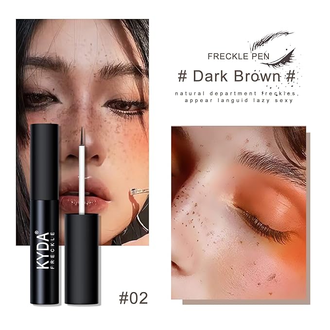 2 Colors Liquid Freckle Pen, Natural Like Freckle Makeup Pen Soft Dot Spot, Waterproof and Smudgeproof Quick Dry for Instant Create Realistic Freckles Make Up(Dark Brown+Light Brown)-FemmiqueWomen