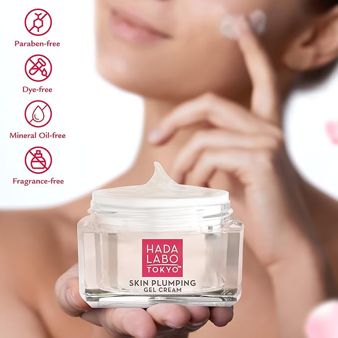 Hada Labo Tokyo Plumping Gel Cream, Facial Moisturizer, Clinically Proven to Provide 24-Hour Moisture in One Use, Super HyaluronicAcid, Ceramides, Collagen, No Parabens, Dyes or Fragrance, 1.76 oz-FemmiqueWomen