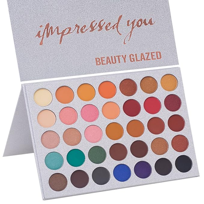 35 Colors Eyeshadow Palette with 7Pcs Makeup Brushes Set, All in One Makeup Kit Matte Shimmer Pigmented Eye Shadow Pallete Waterproof Powder Natural Nude Naked Smokey-FemmiqueWomen