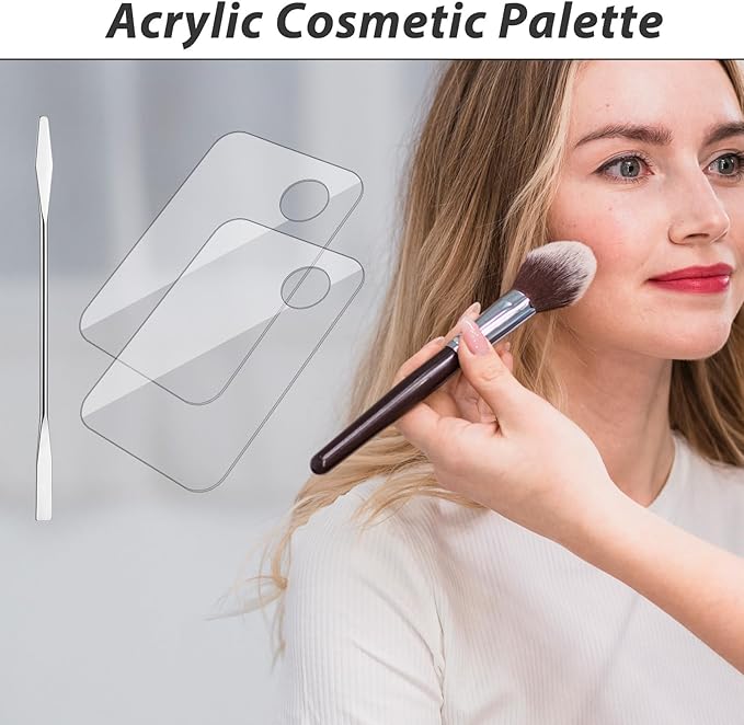 3 Pcs Acrylic Makeup Palette with 3Pcs Makeup Spatula, Makeup Palette Tray Apply for Foundation Eye Shadow Lipsticks Nail Art Professional Pigment Blending-FemmiqueWomen