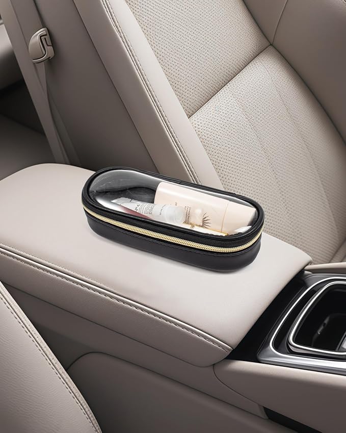 Clear Makeup Bag Small, TSA Approved Portable Toiletry Bag with Zipper Cosmetic Travel Bag Makeup Organizer Case Mini Makeup Pouch for Purse Car Organizer Bag for Women Men-FemmiqueWomen