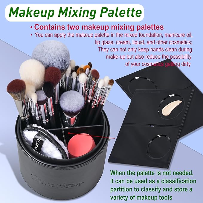 Bueart Design Pro makeup Artist 34Pcs Deluxe Real Goat Hair Horse hair Makeup Brushes Set with extra Large Holder High End Professional labeled makeup brush set with natural Pony Hair-FemmiqueWomen