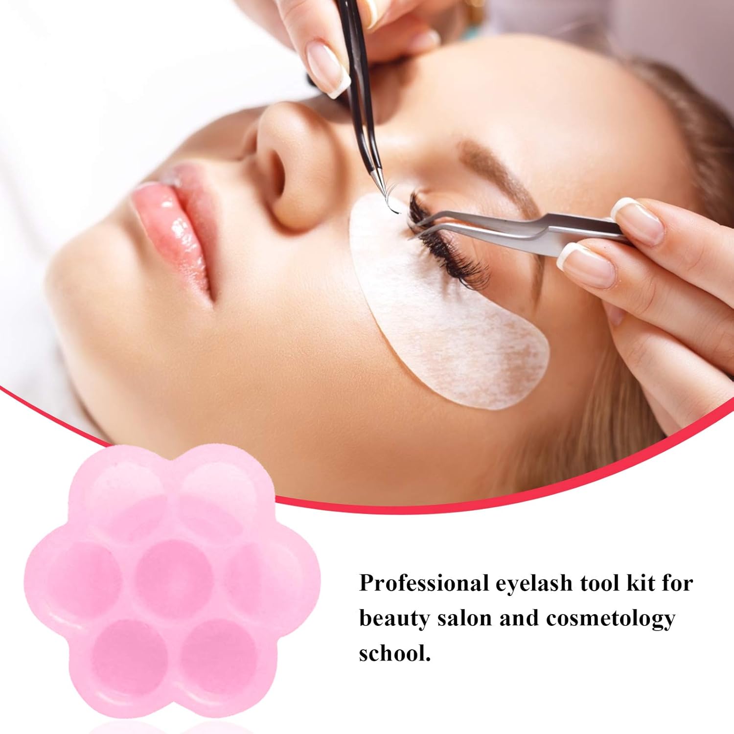 Fenshine 100 PCS Eyelash Extension Glue Holder Flower Shape Cup Plastic Glue Pallet Pad with a Roll for Eyelash Extension Supply-FemmiqueWomen