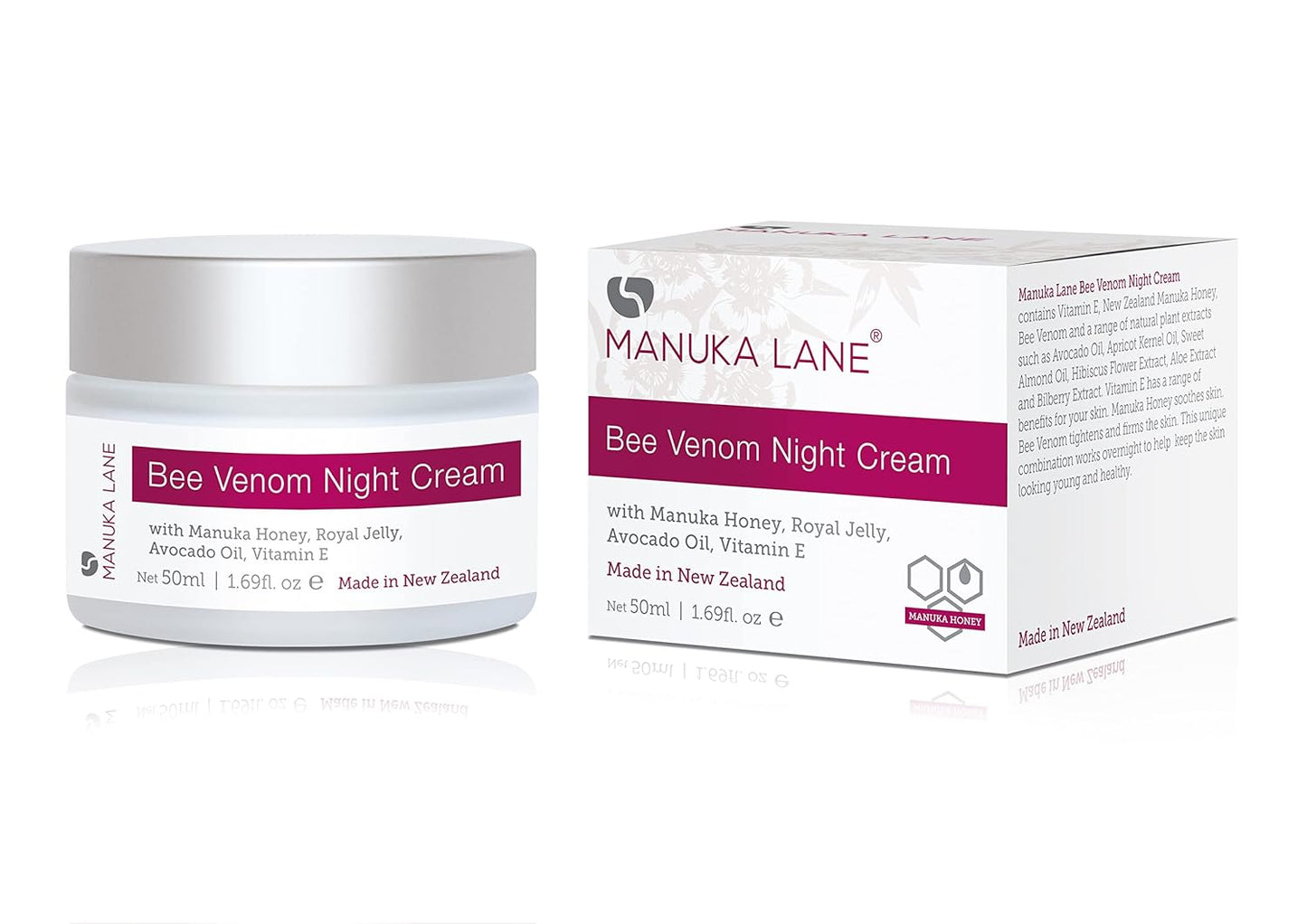 Manuka Lane Bee Venom Night Cream for Face and Neck with Sweet Almond Oil, Kernel Oil, Plant Extracts & Vitamin E | Plant Based Formula | Carefully formulated to keep your skin young and healthy!-FemmiqueWomen