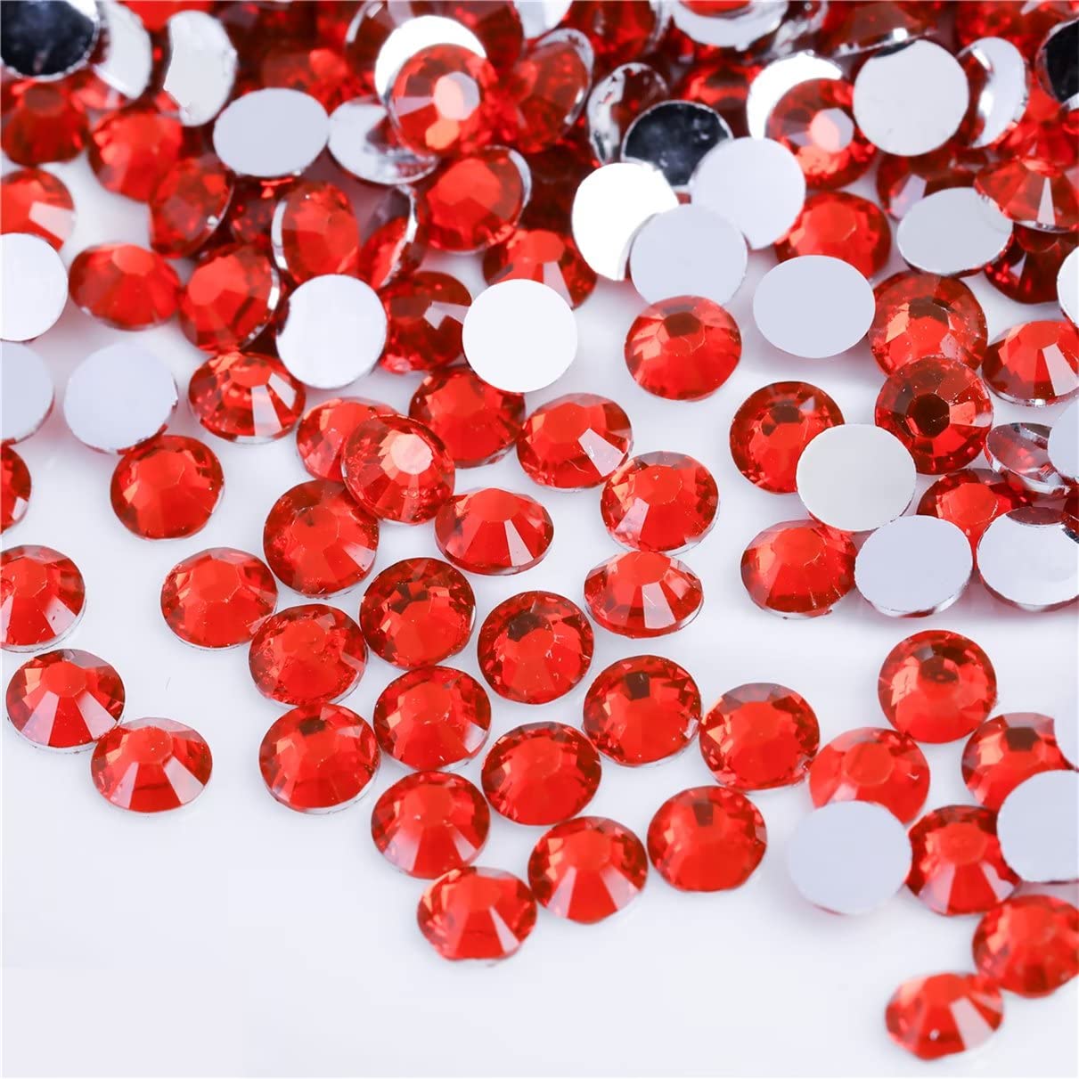 3000 Pieces SS12 3mm Flatback Rhinestones Clear Glass Round Gems Crystals for Nail Art DIY Crafts Clothes Shoes Bags （Light Red）-FemmiqueWomen