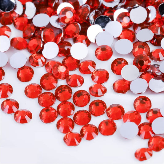 1000 Pieces SS20 5mm Flatback Rhinestones Clear Glass Round Gems Crystals for Nail Art DIY Crafts Clothes Shoes Bags （Light Red）-FemmiqueWomen