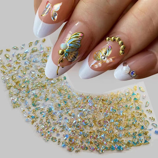 20 Sheets Butterfly Nail Stickers Y2k Gold 3D Self Adhesive Shiny Butterflies Nail Art Charms Decals Heart Nails Supplies Decoration Accessories (ST-GB)-FemmiqueWomen