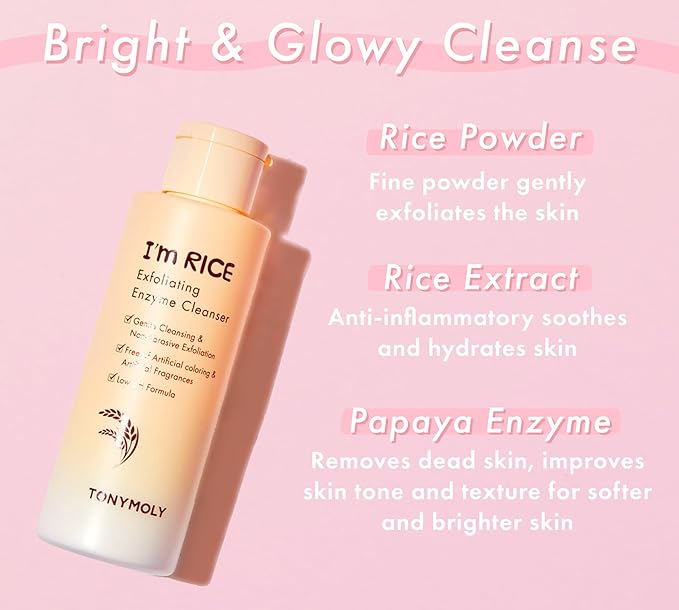 TONYMOLY I'm Rice Clarifying Skincare Set – 3-Step Face Care for Clear, Hydrated Skin – Includes Enzyme Powder Cleanser, Blemish Mask & Nourishing Sheet Masks – Gentle Exfoliation & Oil Control-FemmiqueWomen
