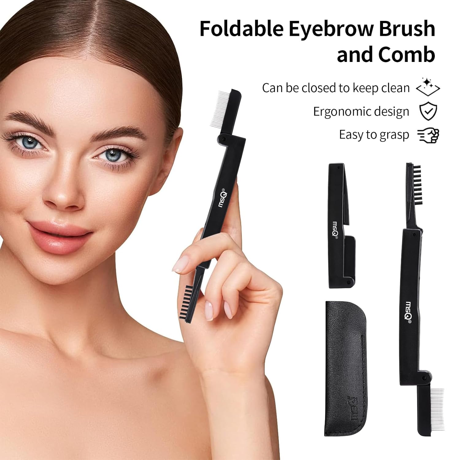 Eyelash Comb MSQ Eyelash Separator Folding Eyelash Comb Brow Brush Mascara Applicator Eyelash & Brow Definer Eyebrow & Lash Brush Eyebrow Grooming Tool-FemmiqueWomen