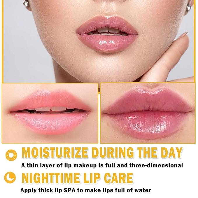 2Pcs Honey Pot Bee Lip Balm with Honey Spoon,Honey Lip Sleeping Mask Overnight 24HR Repair Lip Reduces Lip Lines,Exfoliator Moisturizing Moisture Dry & Chapped Lip Care Products-FemmiqueWomen