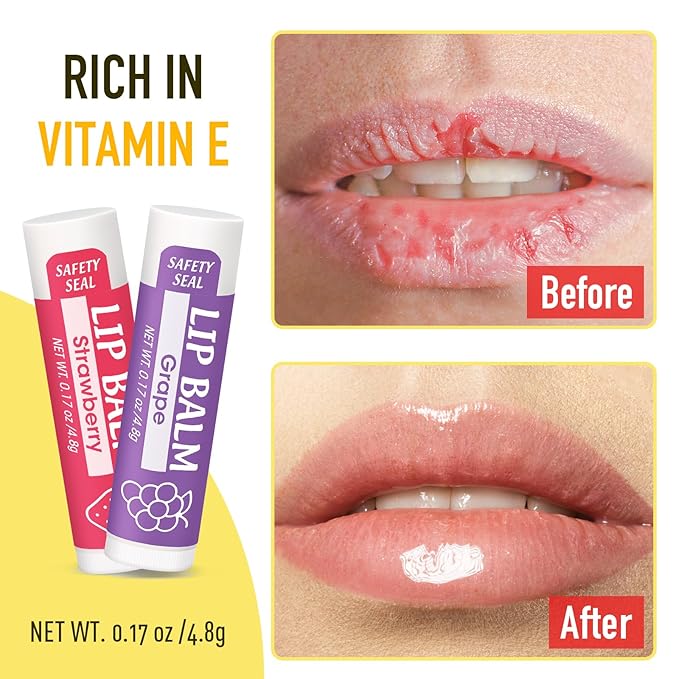 16 Pack Lip Balm, Natural Lip Balm Bulk with Vitamin E and Coconut Oil, Moisturizing Lip Balm for Dry Cracked Lips, Lip Balm for Stocking Stuffers - 8 Flavors-FemmiqueWomen