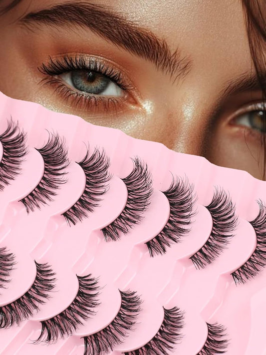 Wipsy Lashes Cat Eye False Eyelashes Natural Look 7 Pair Lash Strips Siligli-FemmiqueWomen