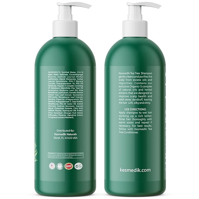 Tea Tree Oil Shampoo MaxTherapy, Itchy Scalp Relief, Refreshes & Cleanses Dandruff & Buildup, Clarifying for Oily Hair, Women & Men, 16 fl oz-FemmiqueWomen