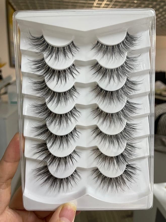 False Eyelashes with Clear Band Faux Mink Lashes Natural Look 3D Volume Wispy Fake Lashes Pack by Kiromiro 7 Pairs-FemmiqueWomen