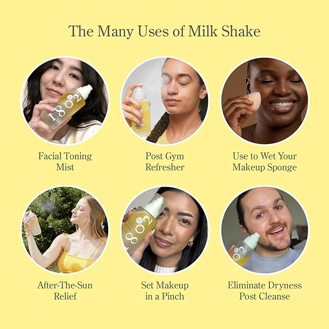 Beekman 1802 Milk Shake Hydrating Face Mist - Hyaluronic Acid & Squalane Facial Mist Minimizes Pores & Gently Moisturizes - Goat Milk Skin Toner Spray - Lightweight, Fragrance-Free Travel Toner-FemmiqueWomen