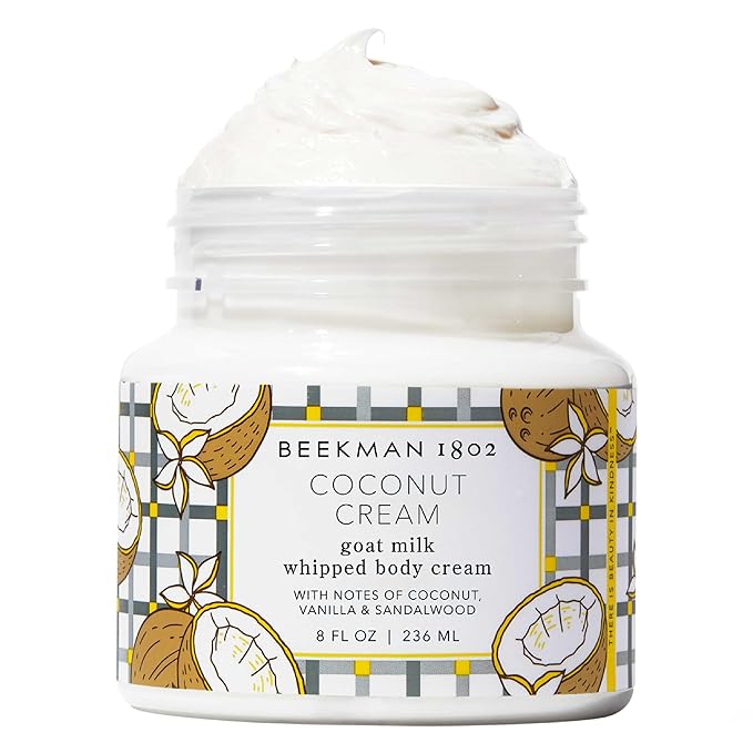 Beekman 1802 Coconut Cream Whipped Body Cream - Scented - 8 oz - Moisturizes, Soothes & Softens - With Coconut Oil & Mango Seed Butter - Microbiome Friendly - No Irritation - Good for Sensitive Skin-FemmiqueWomen