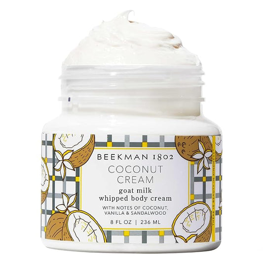 Beekman 1802 Coconut Cream Whipped Body Cream - Scented - 8 oz - Moisturizes, Soothes & Softens - With Coconut Oil & Mango Seed Butter - Microbiome Friendly - No Irritation - Good for Sensitive Skin-FemmiqueWomen